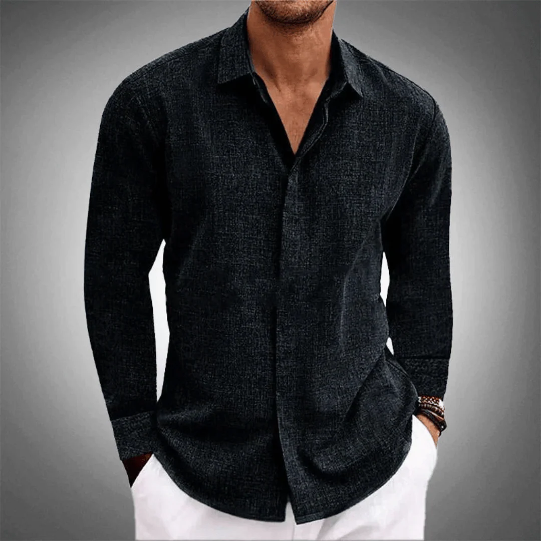Men's Shirt - Breathable Linen - Regular Fit - Long Sleeves - Classic Model - Image 2