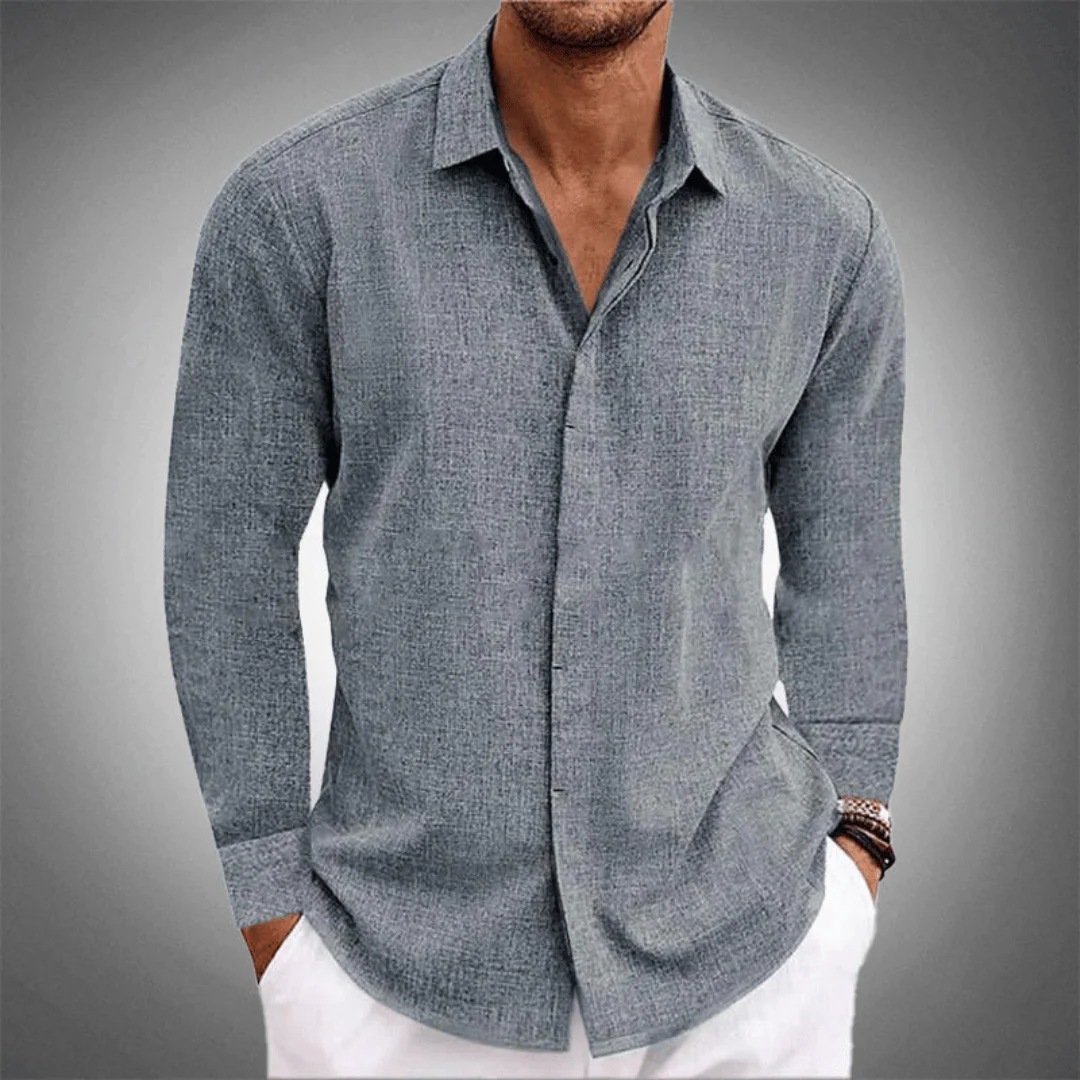 Men's Shirt - Breathable Linen - Regular Fit - Long Sleeves - Classic Model - Image 3
