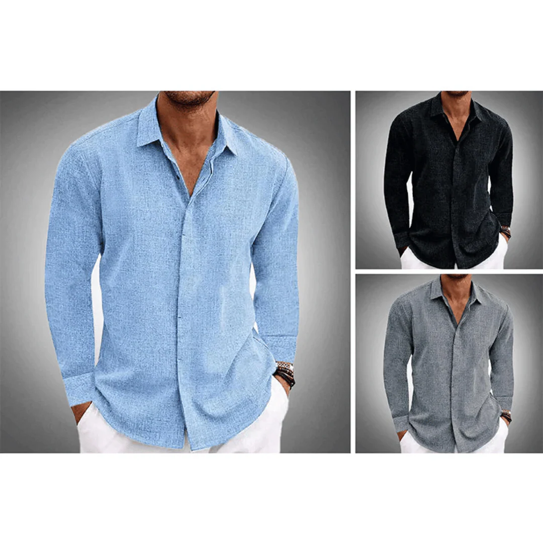 Men's Shirt - Breathable Linen - Regular Fit - Long Sleeves - Classic Model - Image 5