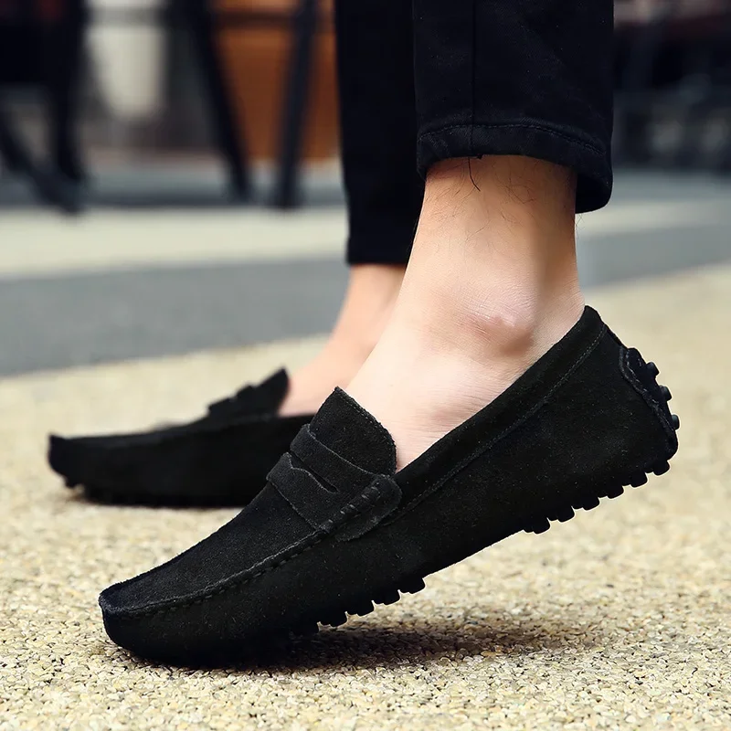Men's Loafers – Suede Look – Moc Toe – Slip-On Model – Penny Strap – Anti-Slip Sole - Image 2