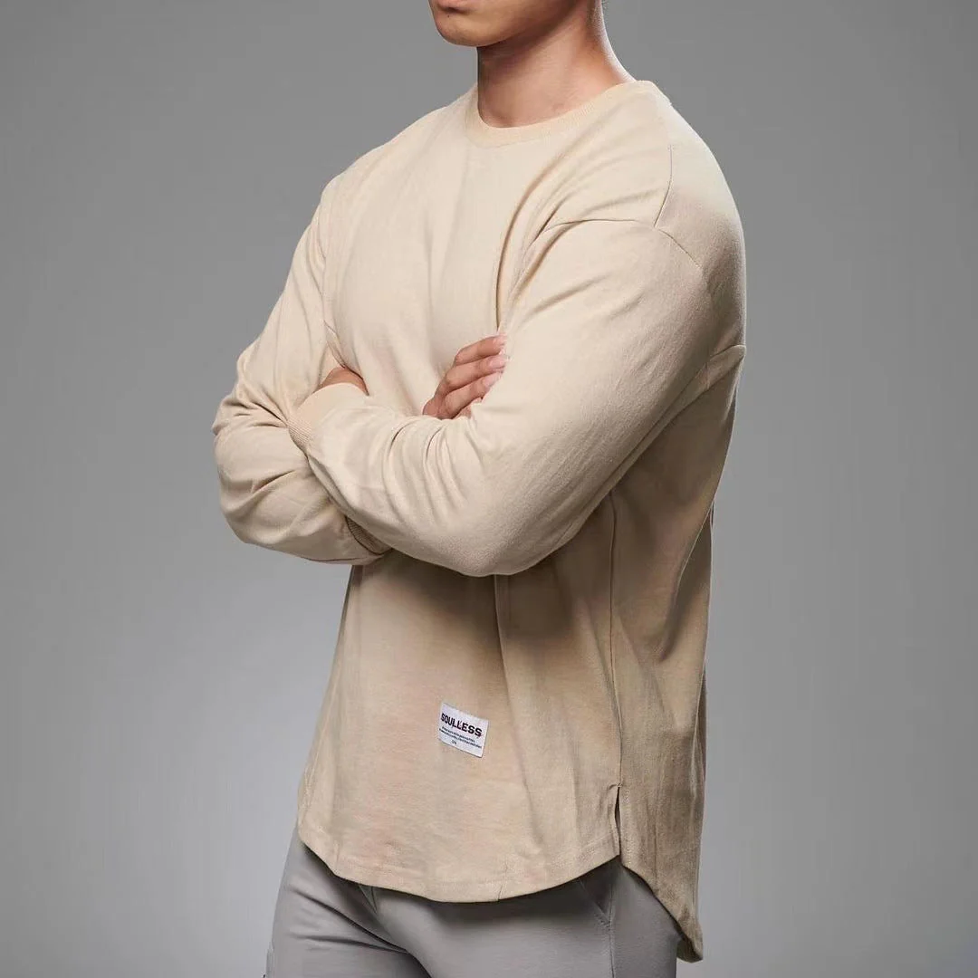 Men's Longsleeve Shirt – Regular Fit – Cotton – Round Neck – Ribbed Cuffs - Image 2