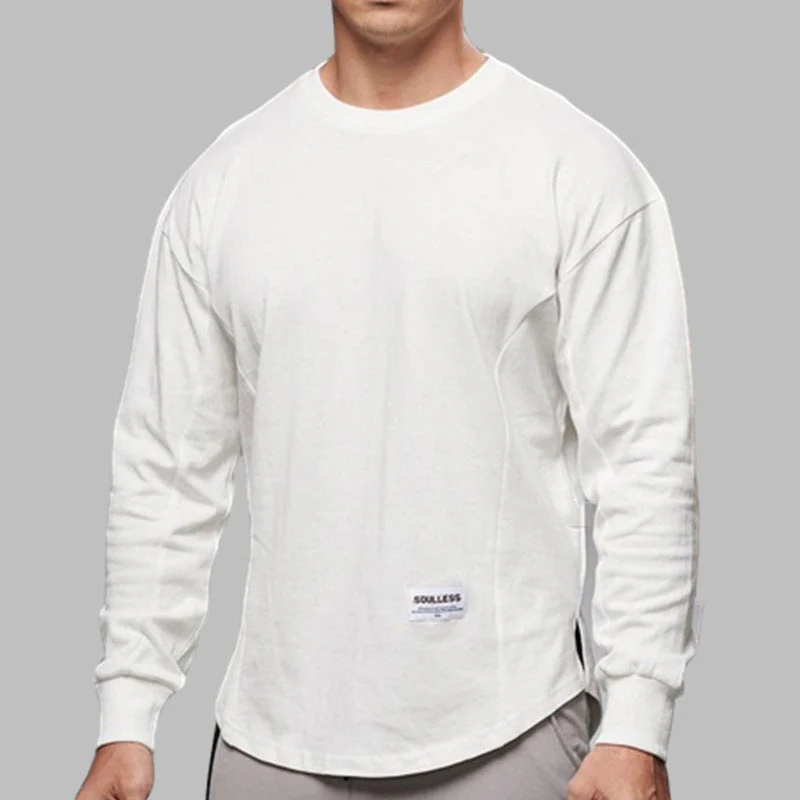 Men's Longsleeve Shirt – Regular Fit – Cotton – Round Neck – Ribbed Cuffs - Image 3