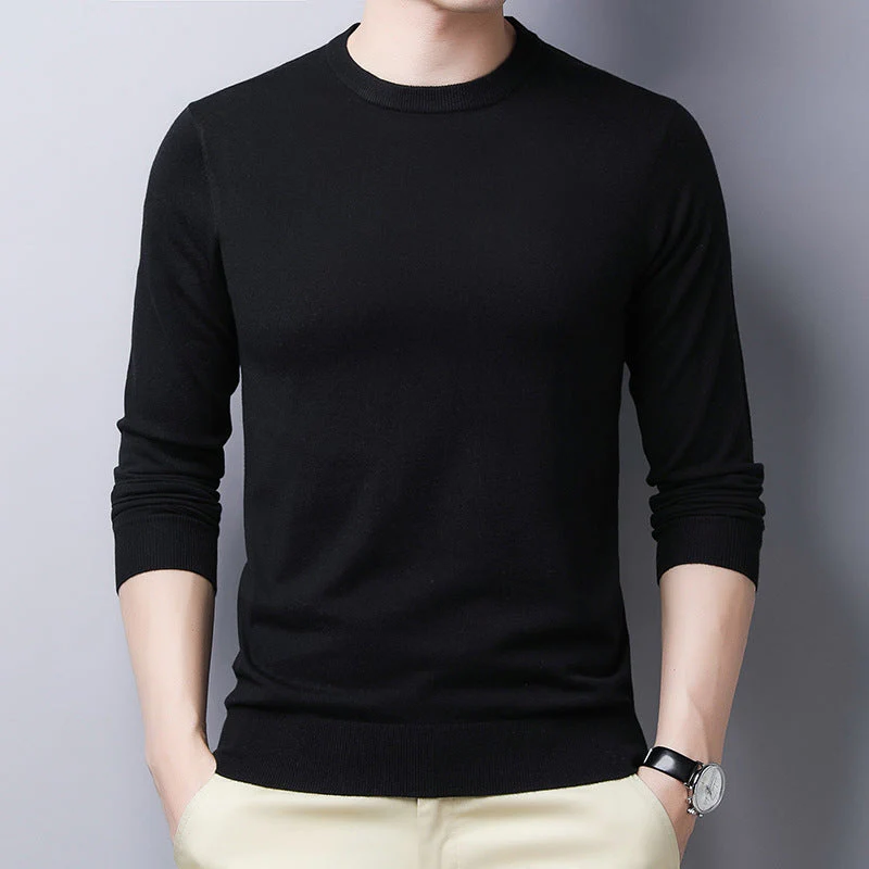 Men's Longsleeve T-shirt – Slim Fit – Silky-soft Wool Blend – Round Neck - Image 2