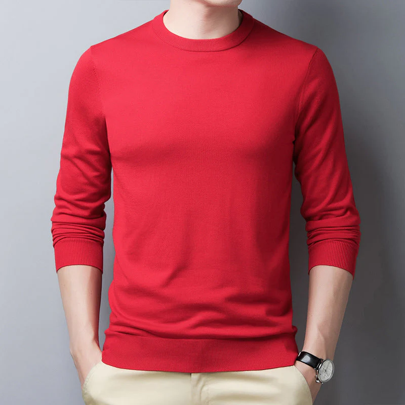 Men's Longsleeve T-shirt – Slim Fit – Silky-soft Wool Blend – Round Neck - Image 3