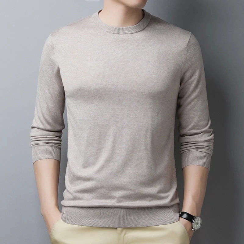 Men's Longsleeve T-shirt – Slim Fit – Silky-soft Wool Blend – Round Neck - Image 5