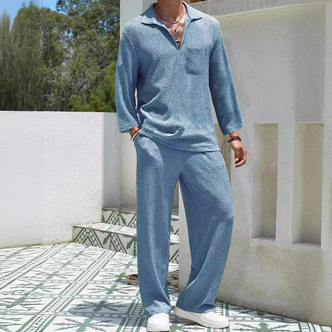Men's Lounge Set – Relaxed Fit – Soft Knit – Long Sleeve and Straight Pants - Image 5