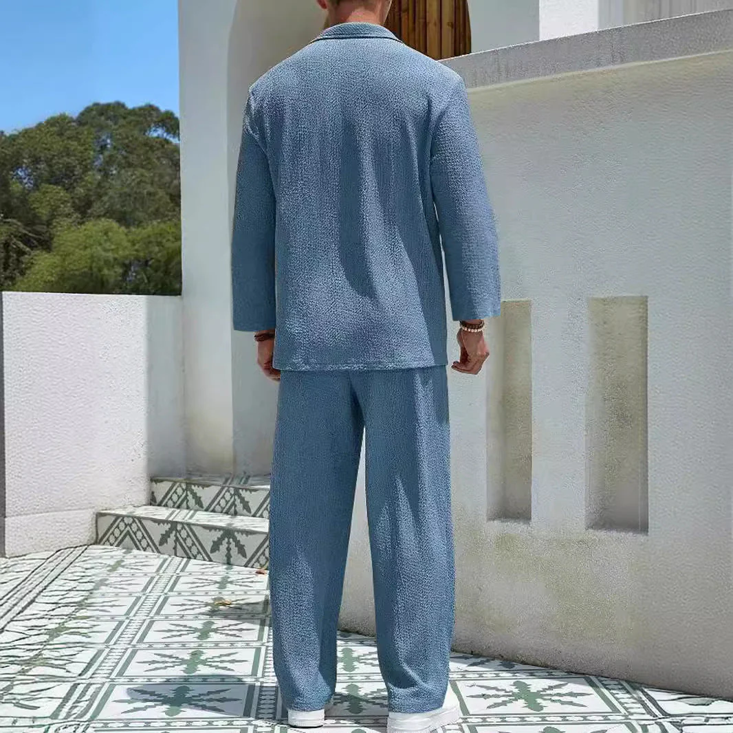 Men's Lounge Set – Relaxed Fit – Soft Knit – Long Sleeve and Straight Pants - Image 6
