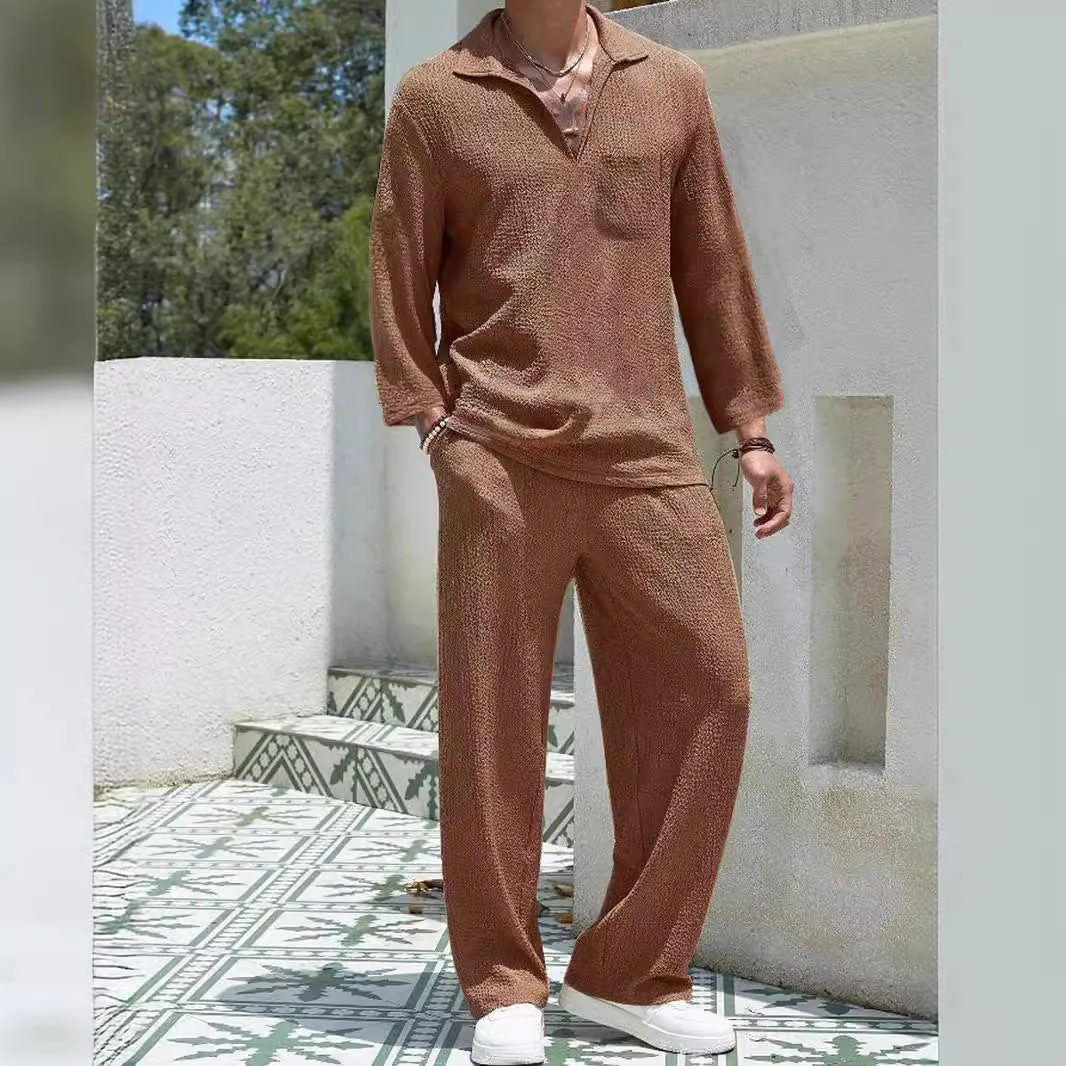 Men's Lounge Set – Relaxed Fit – Soft Knit – Long Sleeve and Straight Pants - Image 8