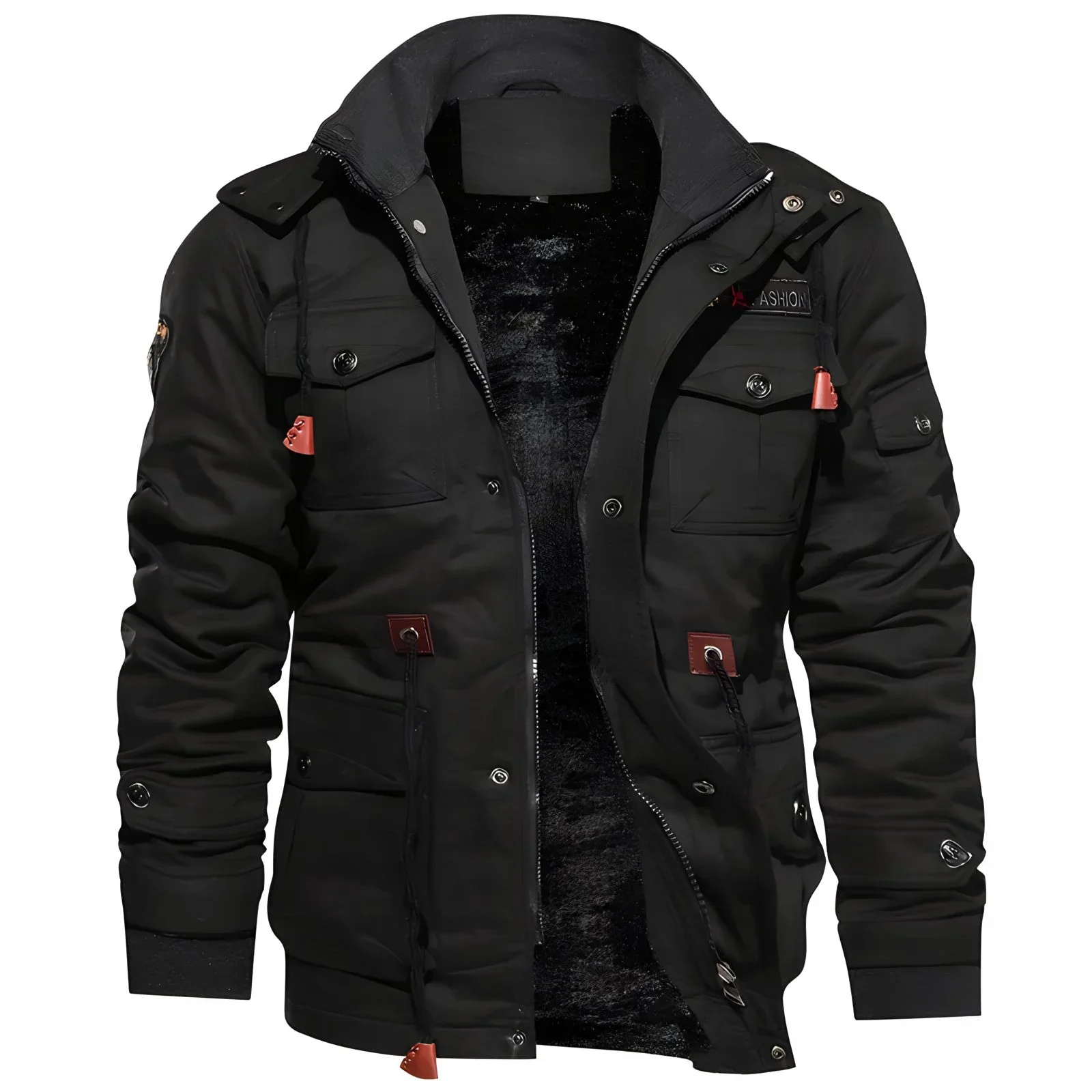 Men's military jacket – Cotton twill – Relaxed fit – Multiple pockets – Hip length - Image 2