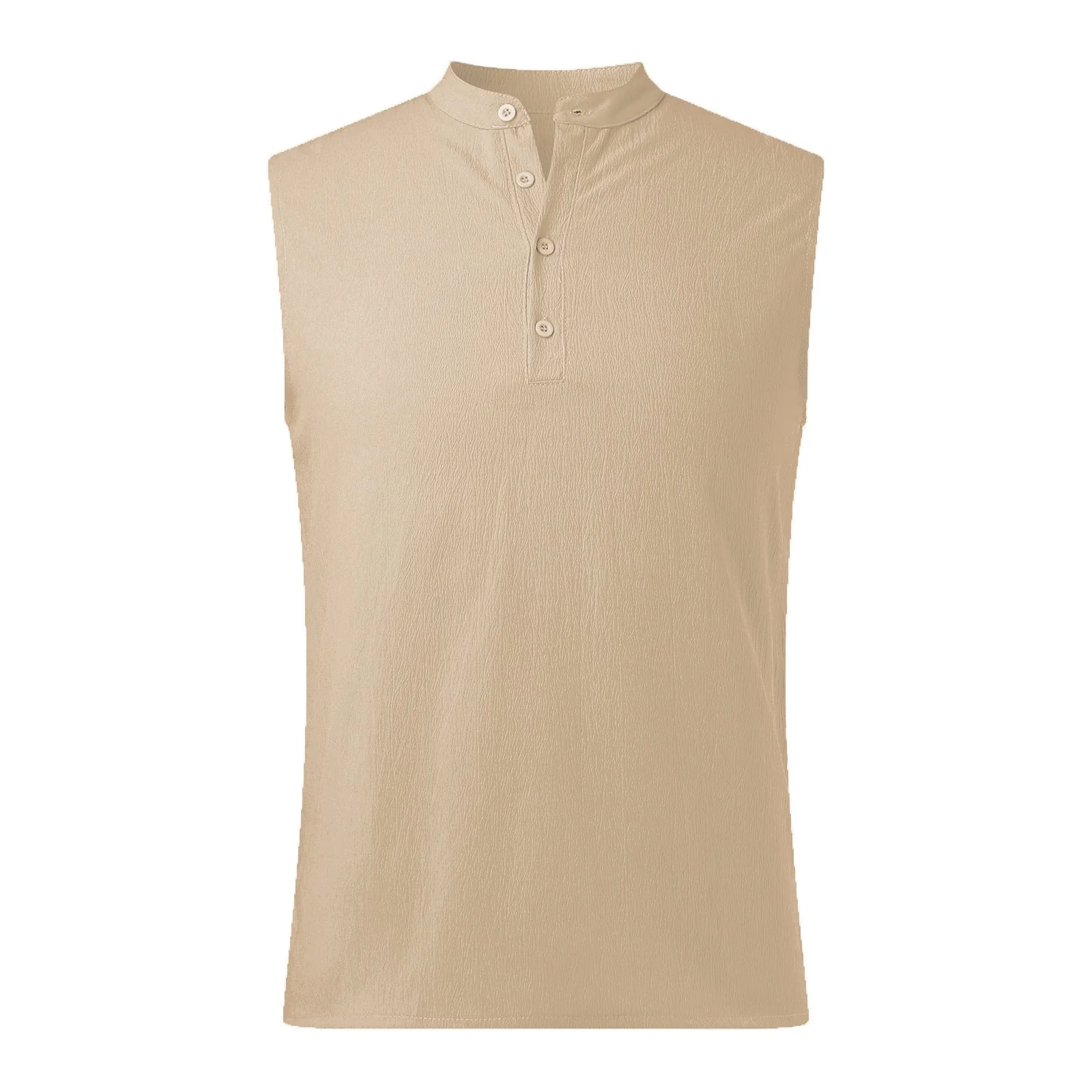 Men's sleeveless vest – Casual fit – Cotton blend – Mandarin collar – Half-button fastening - Image 10