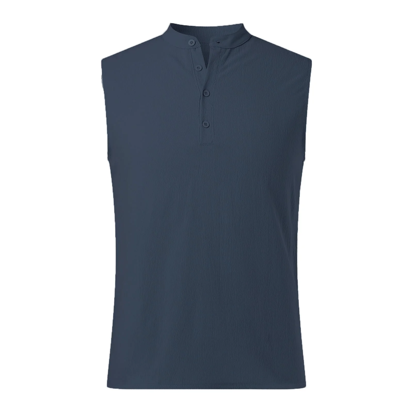 Men's sleeveless vest – Casual fit – Cotton blend – Mandarin collar – Half-button fastening - Image 9