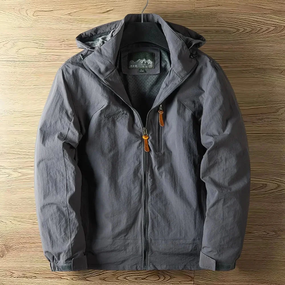 Men's Outdoor Jacket – Waterproof Breathable – Regular Fit – With Hood and Zipper - Image 3