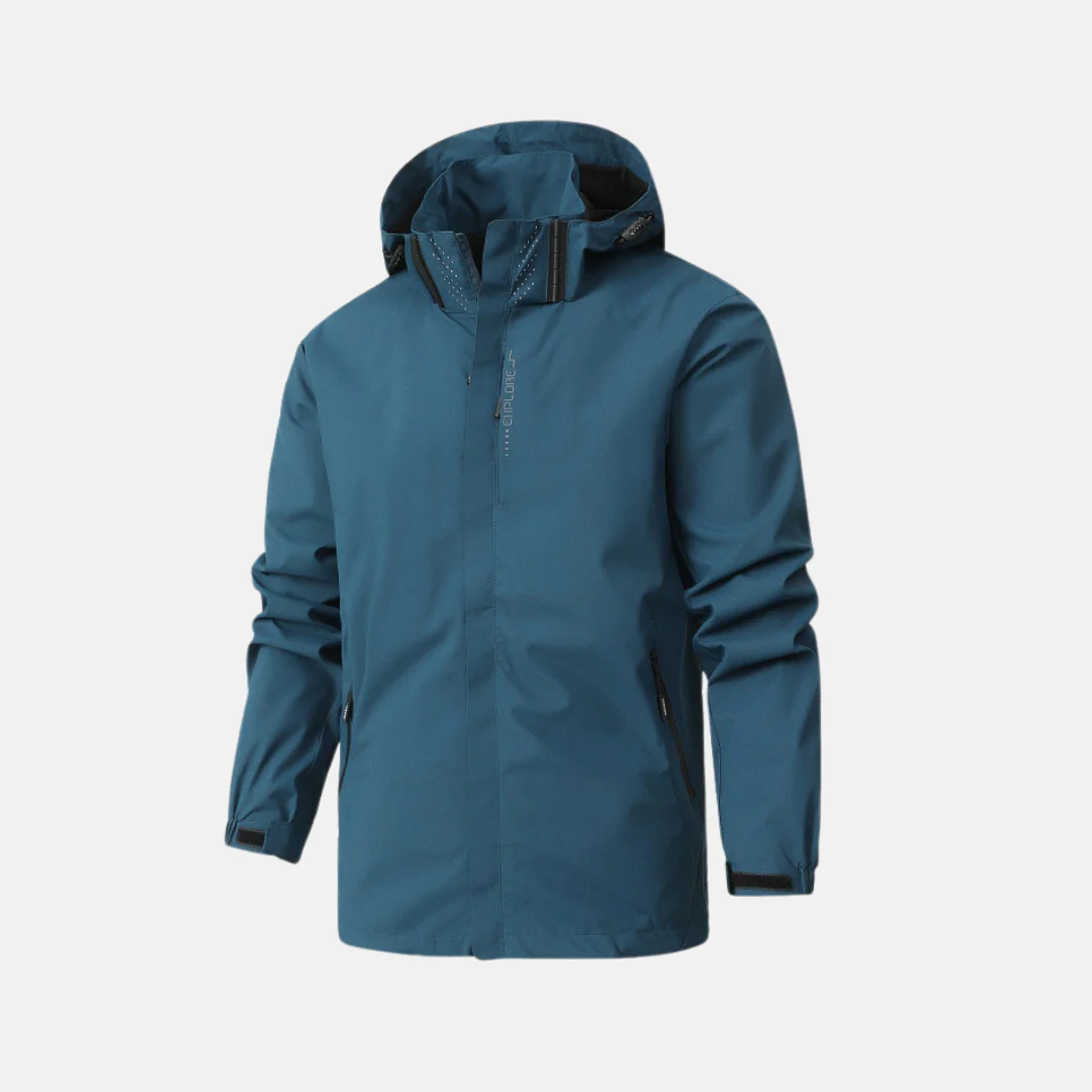 Men's Outdoor Jacket – Weather-Resistant – Regular Fit – Adjustable Hood and Cuffs – Zipper Closure