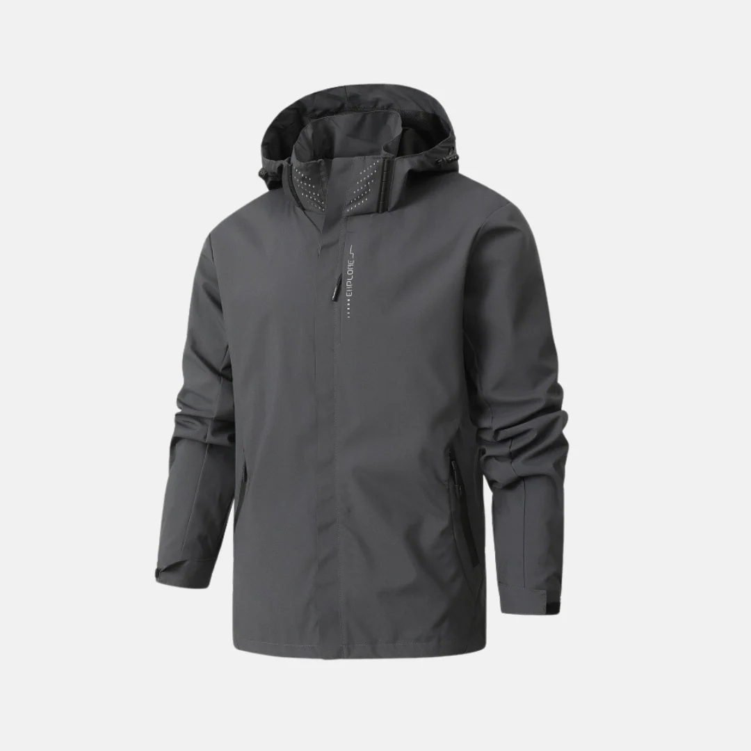 Men's Outdoor Jacket – Weather-Resistant – Regular Fit – Adjustable Hood and Cuffs – Zipper Closure - Image 4