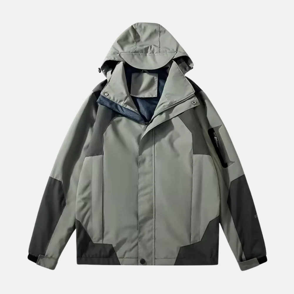 Men's Outdoor Jacket – Windproof Water-Repellent – Regular Fit – Adjustable Hood – Zippered Pockets - Image 3