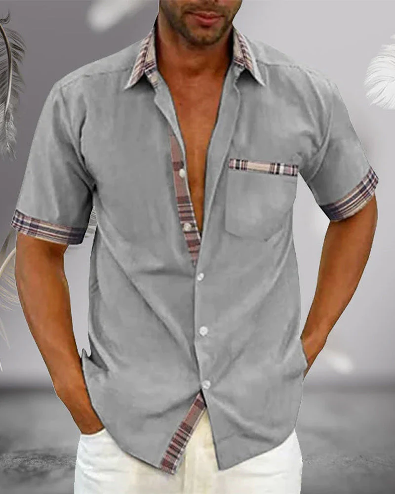 Men's Shirt Short Sleeve – Regular Fit – Breathable – Casual with Checked Finish - Image 3