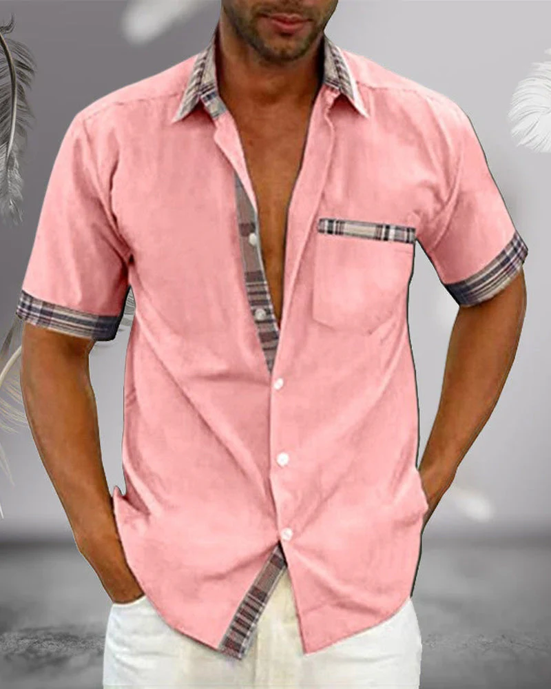 Men's Shirt Short Sleeve – Regular Fit – Breathable – Casual with Checked Finish - Image 6