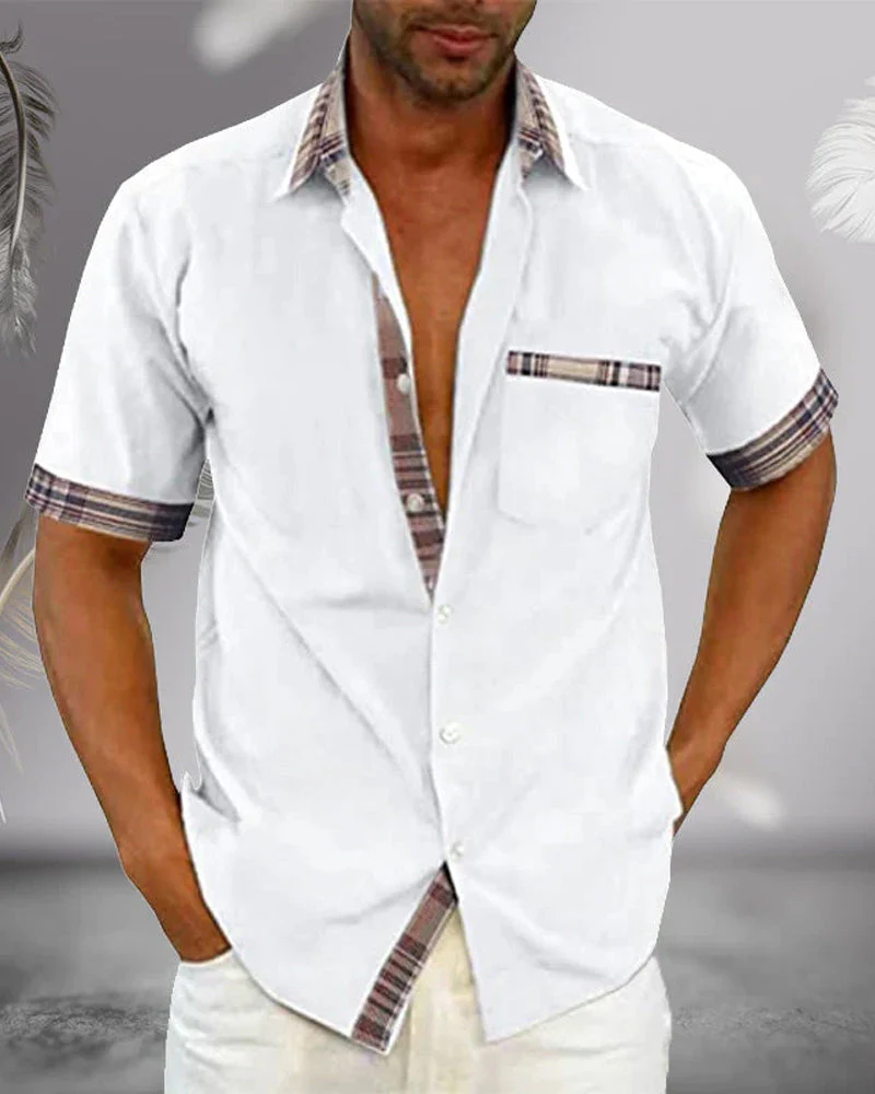 Men's Shirt Short Sleeve – Regular Fit – Breathable Material – Checked Detail