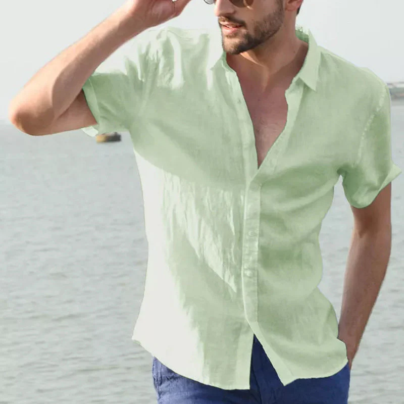 Men's Short Sleeve Shirt – Relaxed Fit – Breathable – Casual Button Style - Image 4