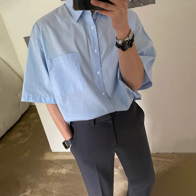 Men's Short Sleeve Shirt – Relaxed Fit – Cotton – Casual Button-Down With Chest Pocket - Image 6
