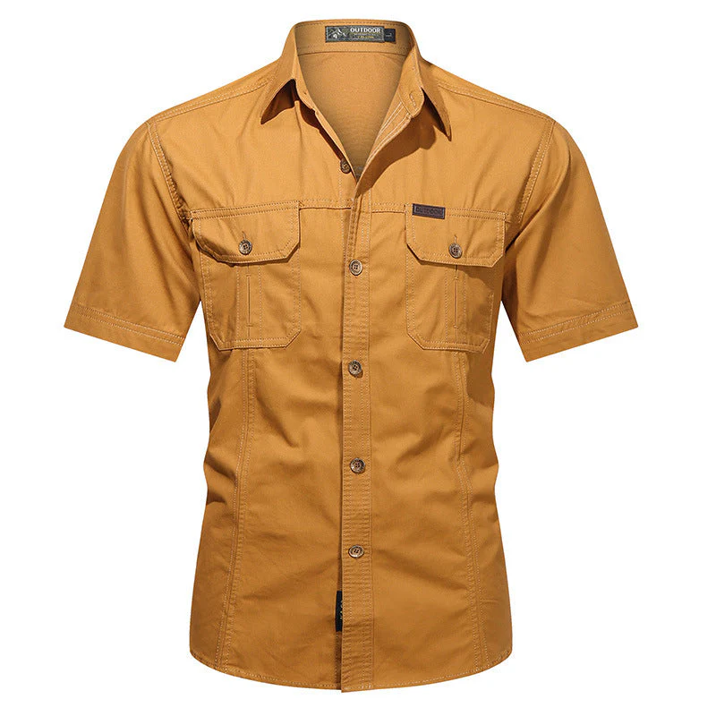 Men's Short Sleeve Shirt – Relaxed Fit – Cotton Blend – Button-Up with Chest Pockets - Image 10