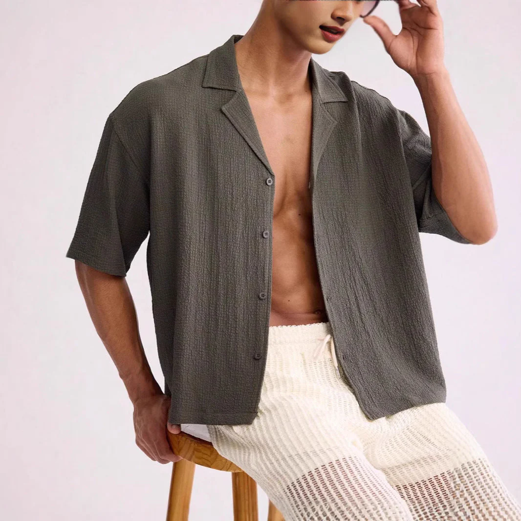 Men's Short Sleeve Shirt – Relaxed Fit – Airy Texture – Breathable Casual Style - Image 2