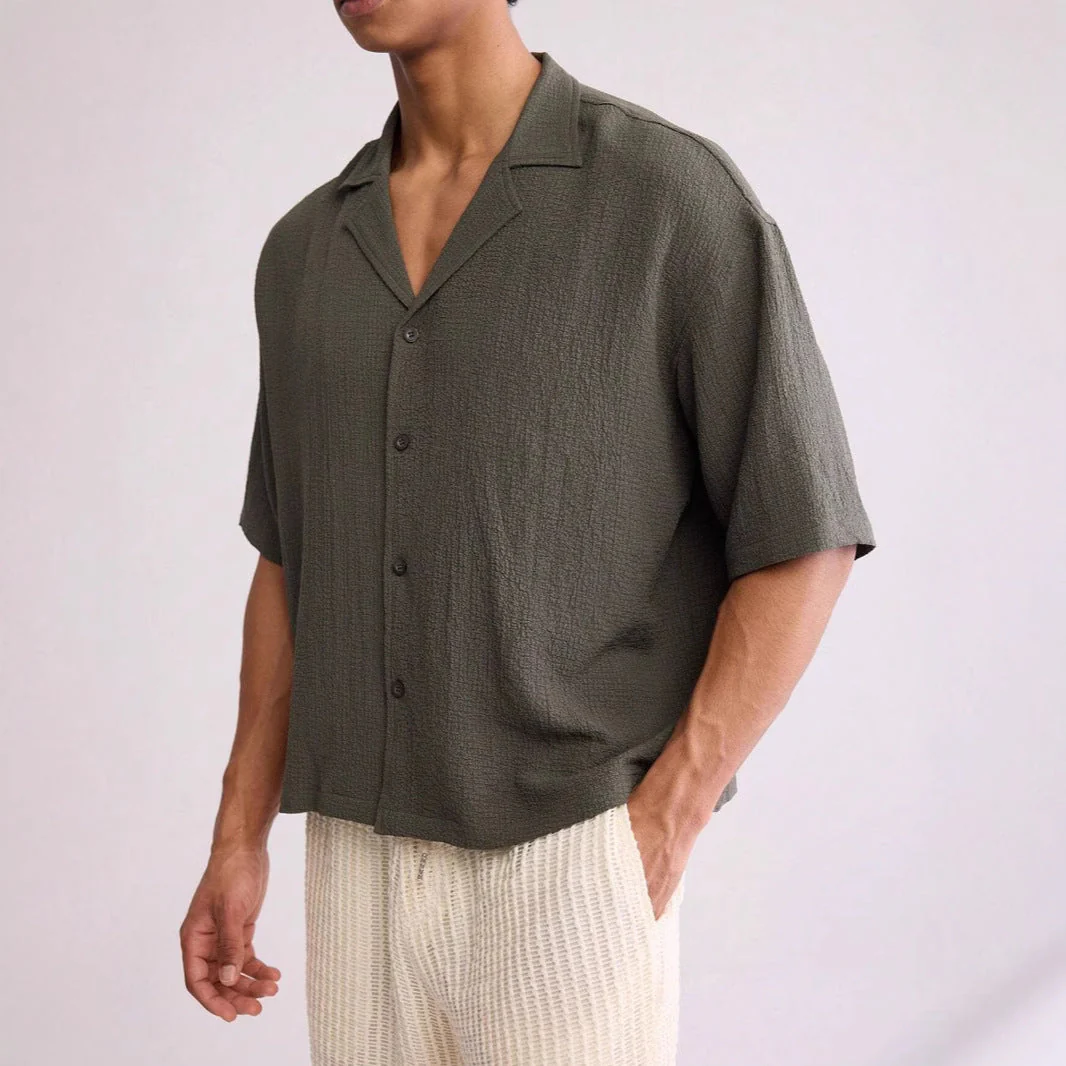 Men's Short Sleeve Shirt – Relaxed Fit – Airy Texture – Breathable Casual Style - Image 3
