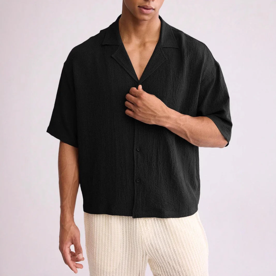 Men's Short Sleeve Shirt – Relaxed Fit – Airy Texture – Breathable Casual Style - Image 4