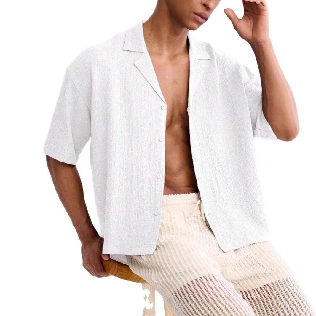 Men's Short Sleeve Shirt – Relaxed Fit – Airy Texture – Breathable Casual Style - Image 5