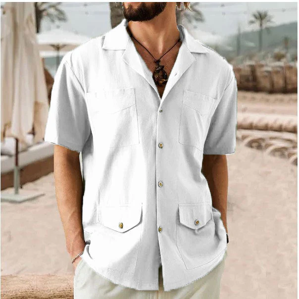 Men's Shirt Short Sleeve – Relaxed Fit – Breathable – Notch Collar – 4 Pockets - Image 6