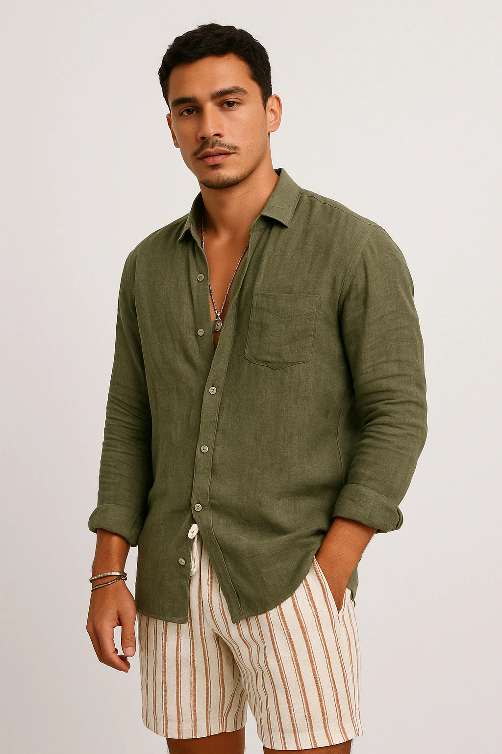 Men's Shirt – Long Sleeve – Relaxed Fit – Breathable – Button Closure – Casual - Image 2