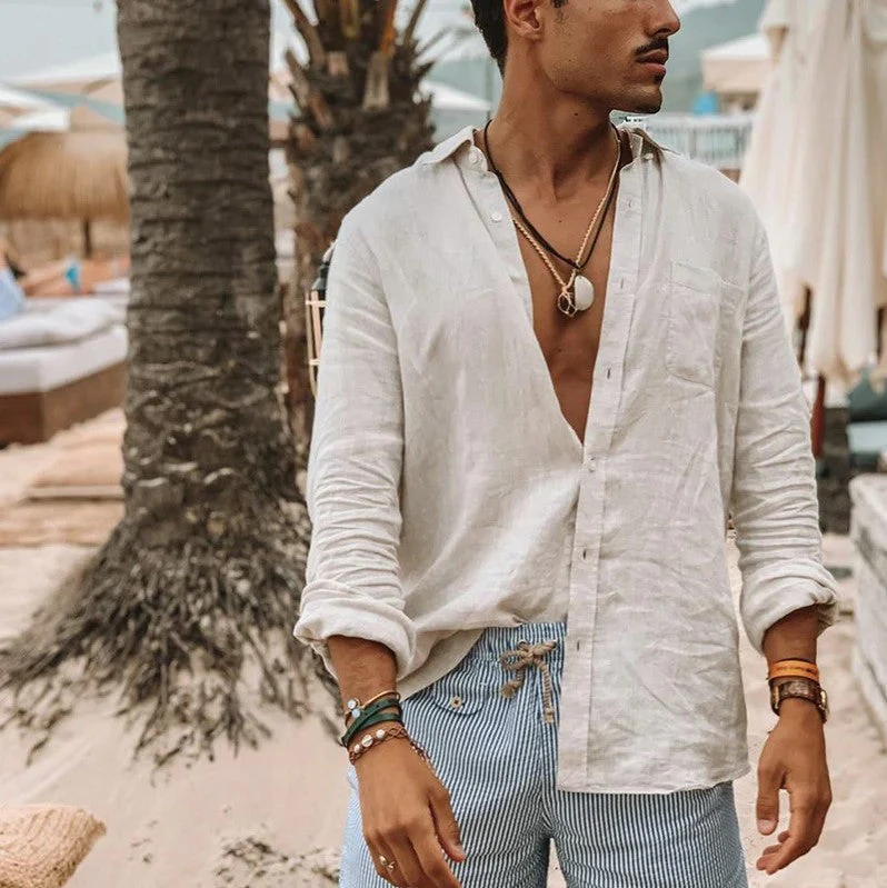 Men's Shirt – Long Sleeve – Relaxed Fit – Breathable – Button Closure – Casual - Image 4