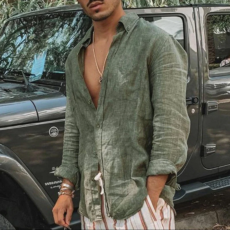 Men's Shirt – Long Sleeve – Relaxed Fit – Breathable – Button Closure – Casual - Image 6