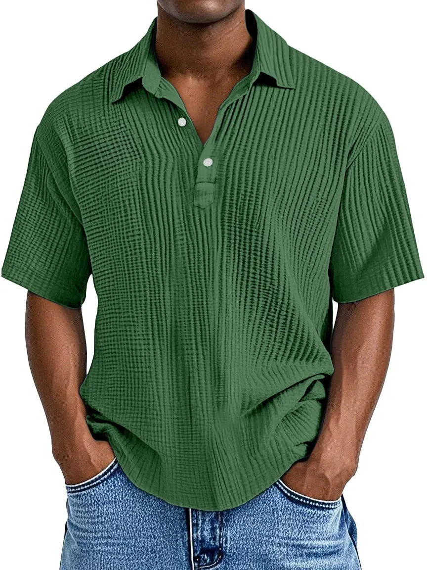Men's Shirt – Relaxed Fit – Short Sleeve – Crinkle Texture – Breathable Material - Image 10