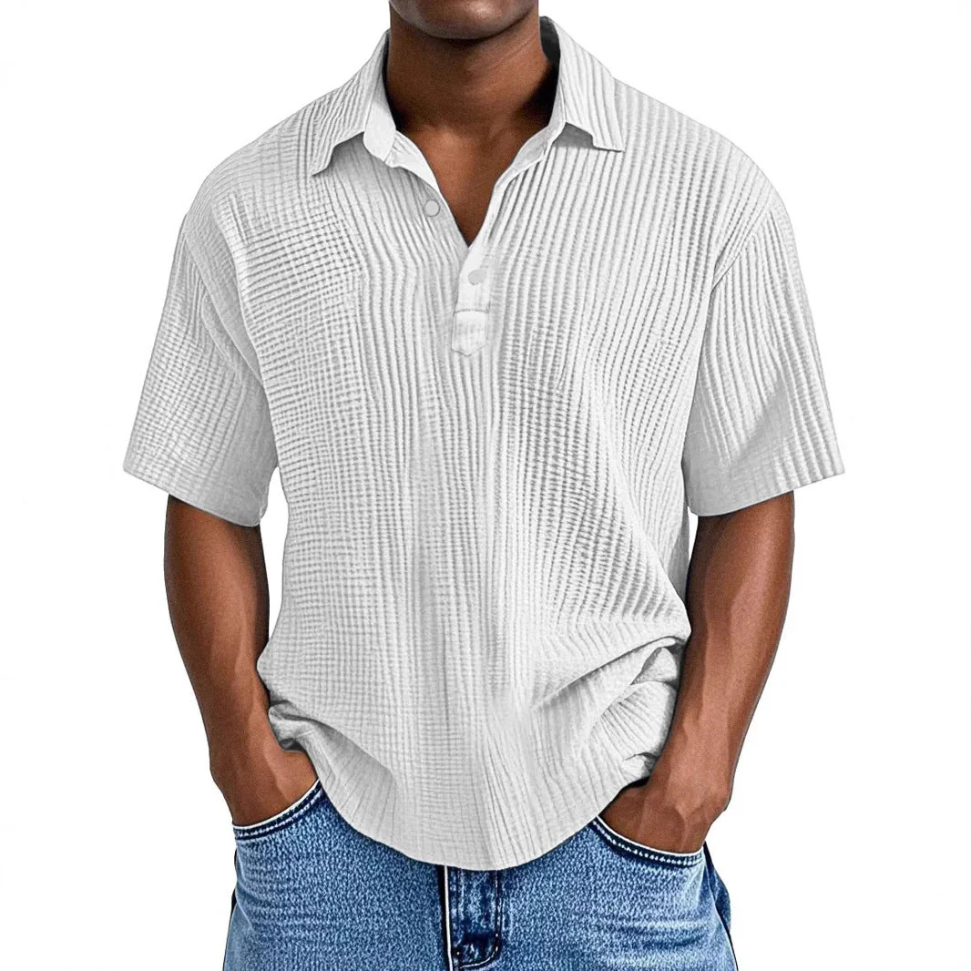 Men's Shirt – Relaxed Fit – Short Sleeve – Crinkle Texture – Breathable Material - Image 2