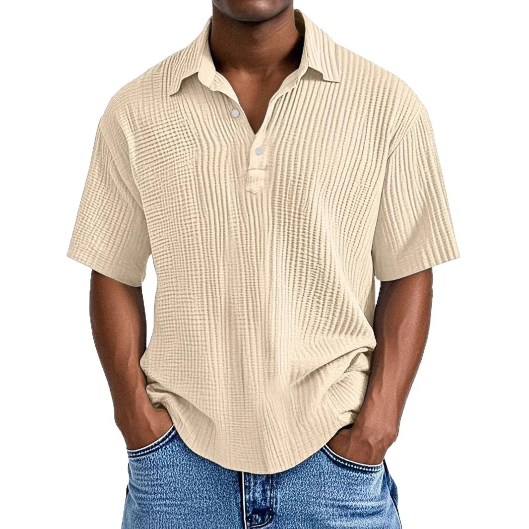 Men's Shirt – Relaxed Fit – Short Sleeve – Crinkle Texture – Breathable Material - Image 3