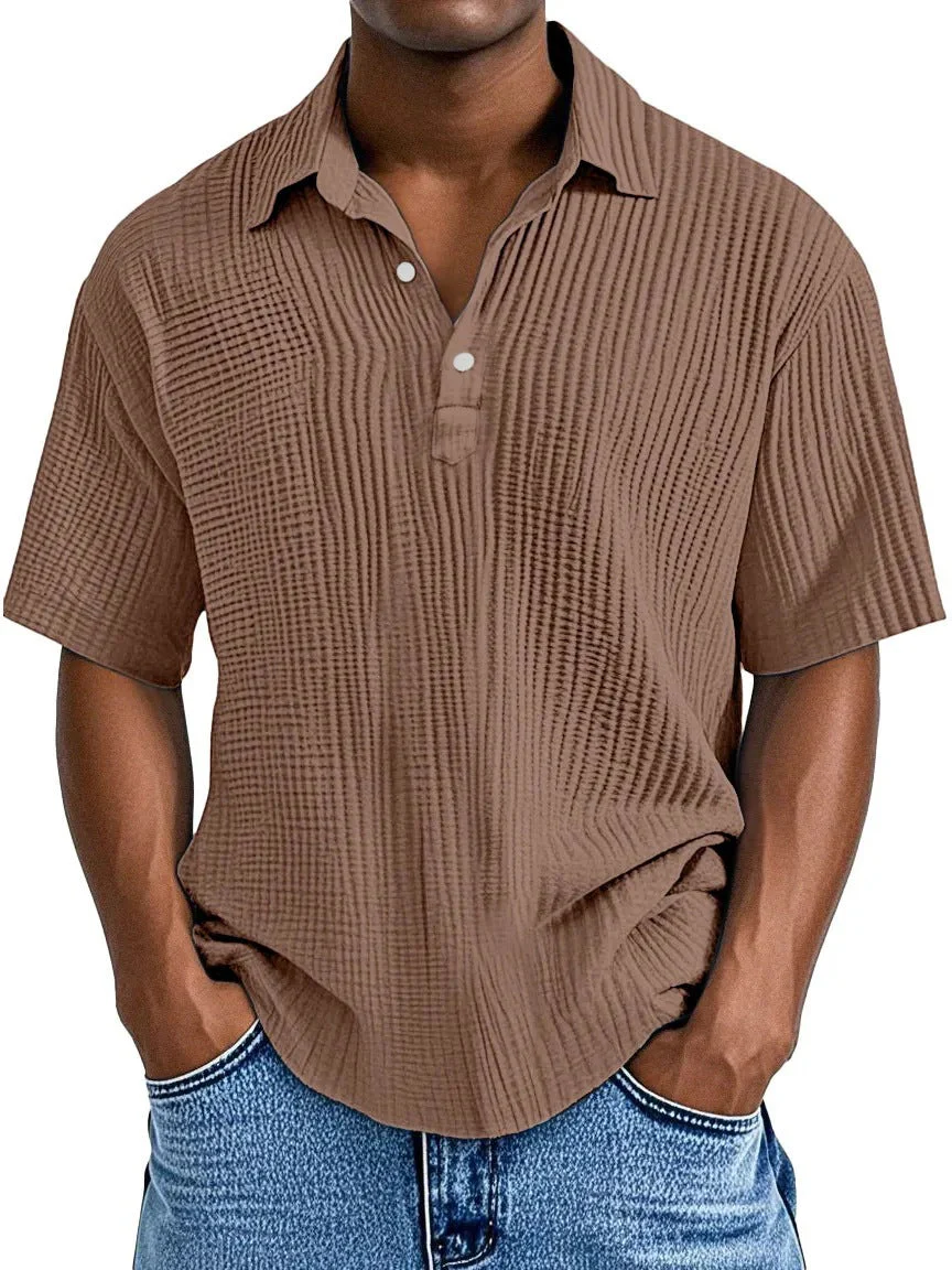Men's Shirt – Relaxed Fit – Short Sleeve – Crinkle Texture – Breathable Material - Image 4