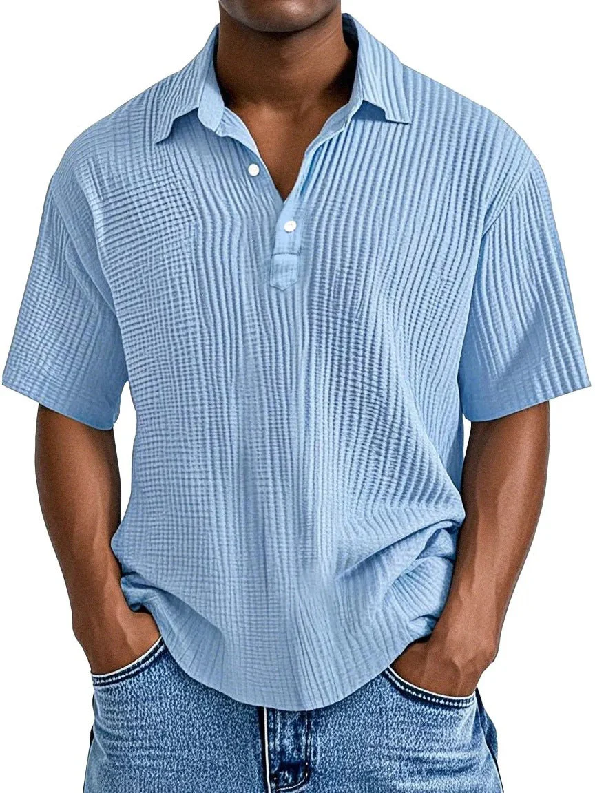 Men's Shirt – Relaxed Fit – Short Sleeve – Crinkle Texture – Breathable Material - Image 5