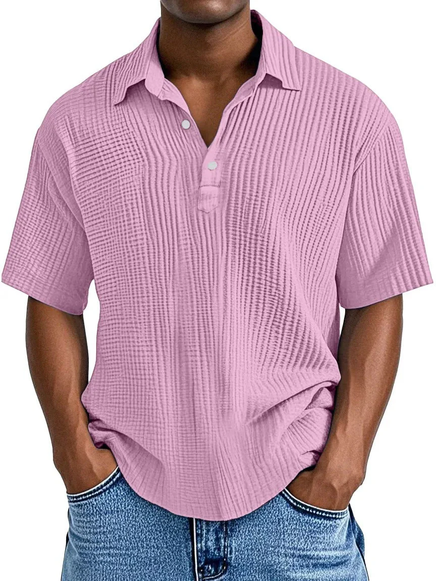 Men's Shirt – Relaxed Fit – Short Sleeve – Crinkle Texture – Breathable Material - Image 6