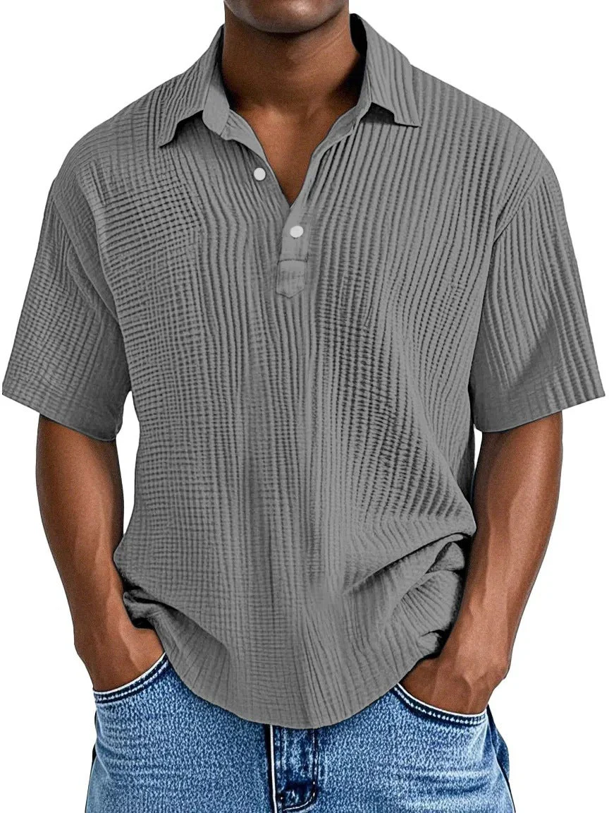 Men's Shirt – Relaxed Fit – Short Sleeve – Crinkle Texture – Breathable Material - Image 7