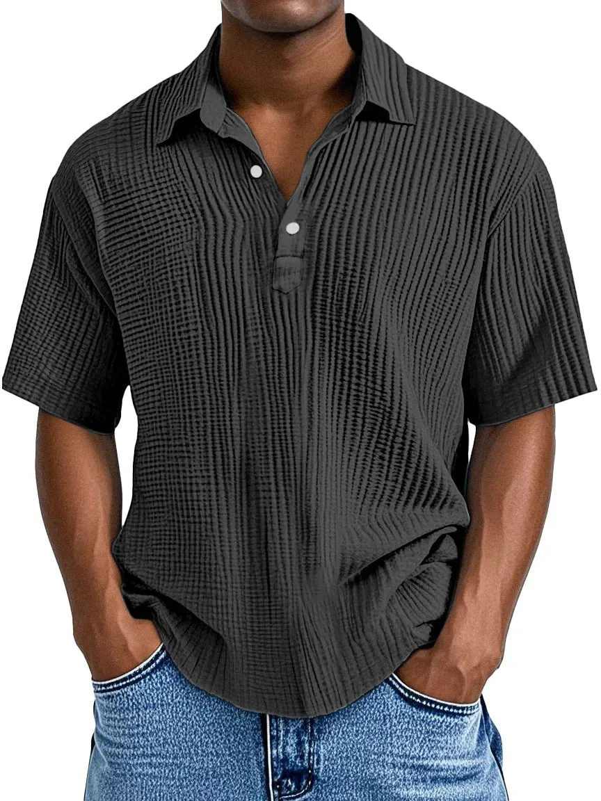 Men's Shirt – Relaxed Fit – Short Sleeve – Crinkle Texture – Breathable Material - Image 8