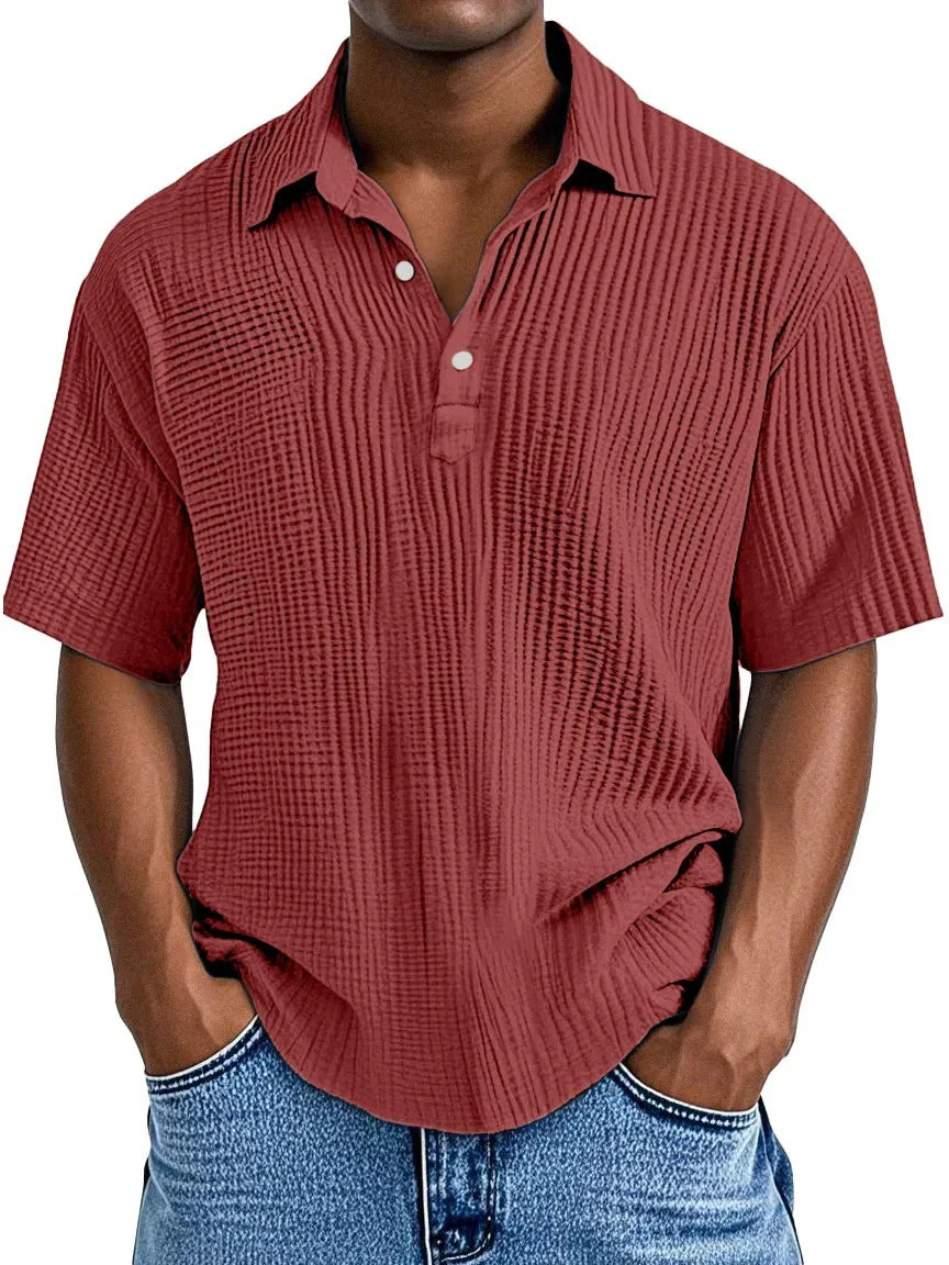 Men's Shirt – Relaxed Fit – Short Sleeve – Crinkle Texture – Breathable Material - Image 9