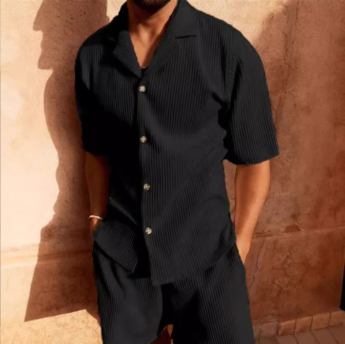 Men's Shirt – Relaxed Fit – Short Sleeves – Corduroy Look – Casual Style - Image 3
