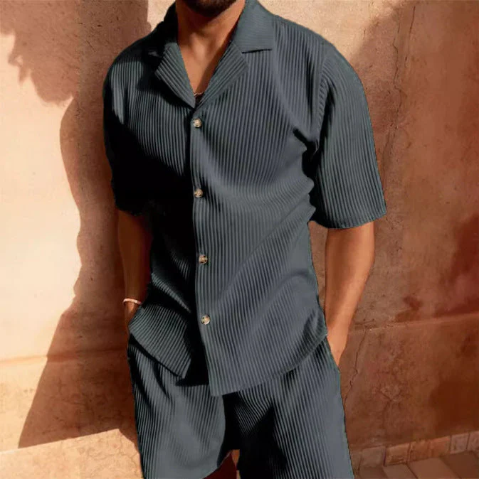 Men's Shirt – Relaxed Fit – Short Sleeves – Corduroy Look – Casual Style - Image 4