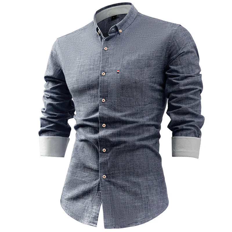 Men's Shirt – Slim Fit – Breathable Natural Fiber – Long Sleeve Pocket Detail - Image 4