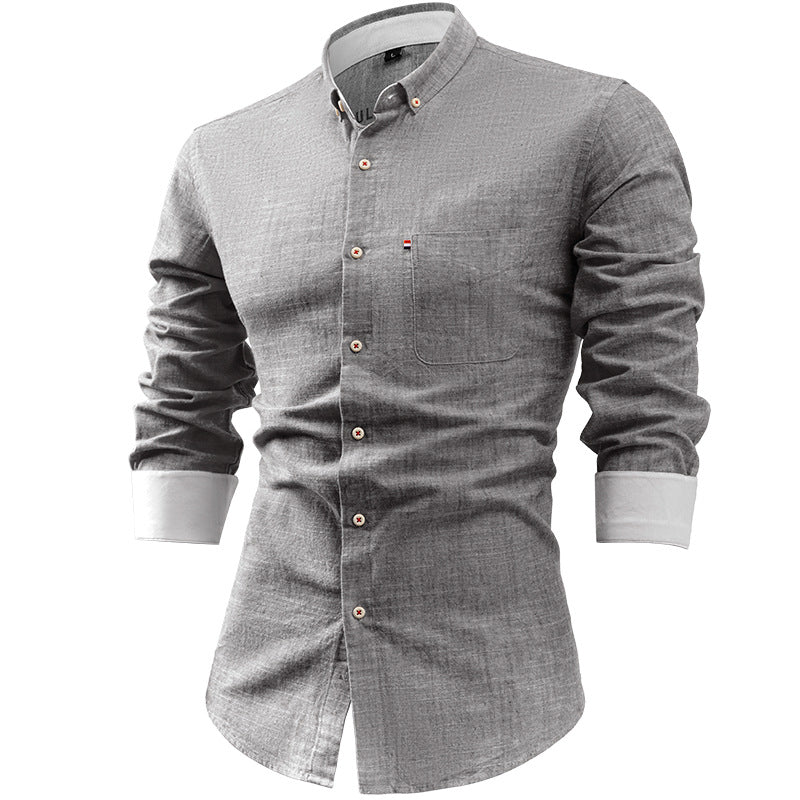 Men's Shirt – Slim Fit – Breathable Natural Fiber – Long Sleeve Pocket Detail - Image 5