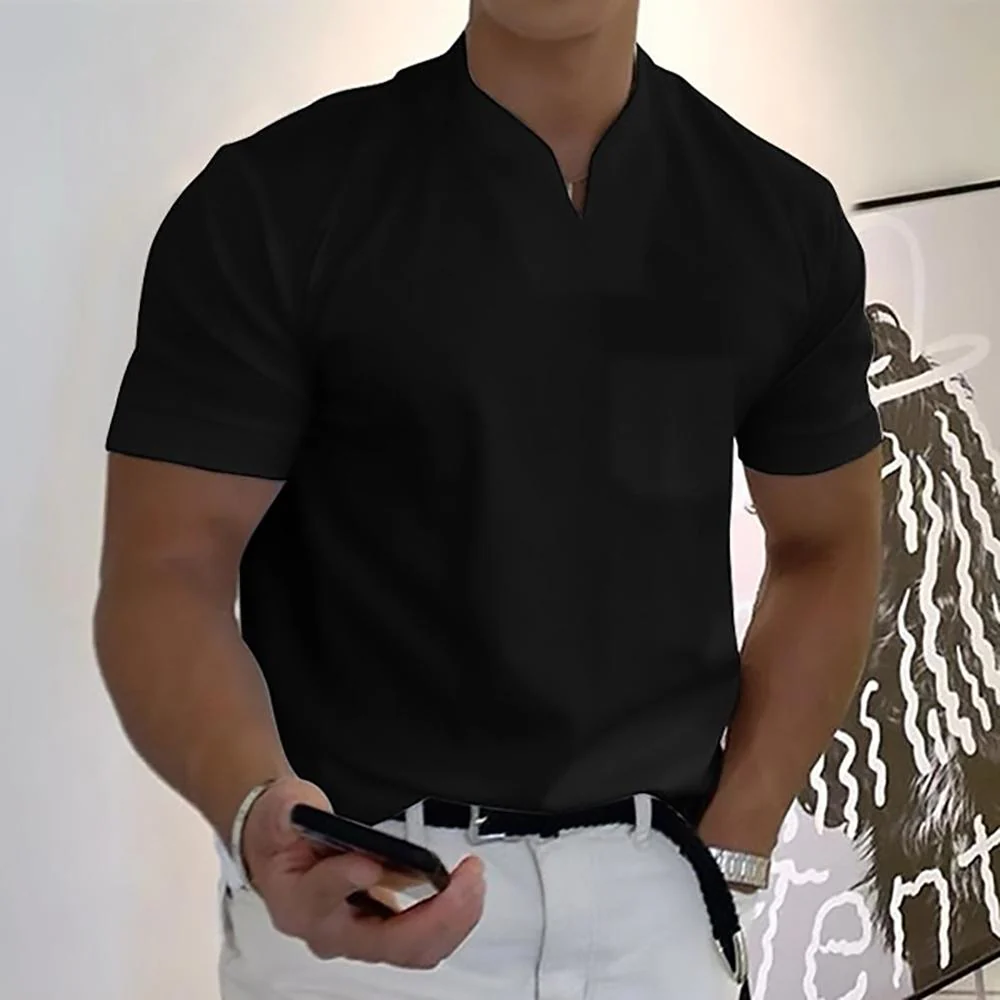 Men's Shirt – Slim Fit – Short Sleeve – Breathable – Mandarin Collar – Casual Style - Image 3