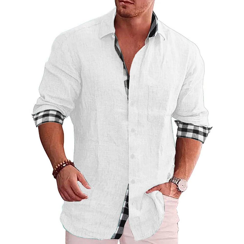 Men's Shirt – Tailored Fit – Long Sleeve – Breathable – Checked Detail Inside - Image 2