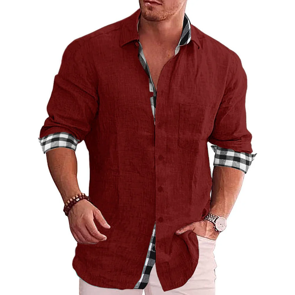Men's Shirt – Tailored Fit – Long Sleeve – Breathable – Checked Detail Inside - Image 3