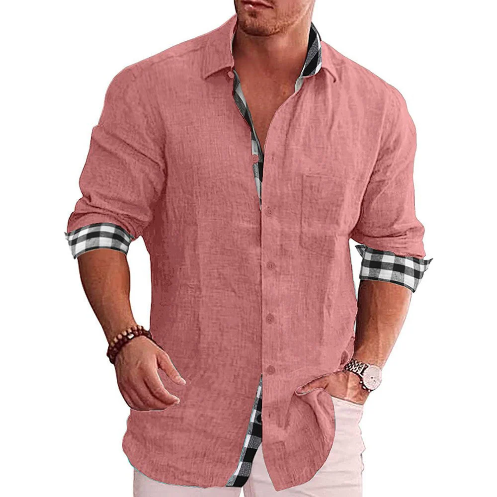 Men's Shirt – Tailored Fit – Long Sleeve – Breathable – Checked Detail Inside - Image 5
